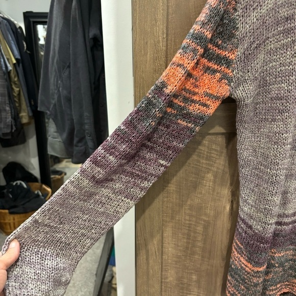 PrAna Vignette V-neck Knit Sweater Asymmetrical Purple Tart Size Large - Picture 7 of 12